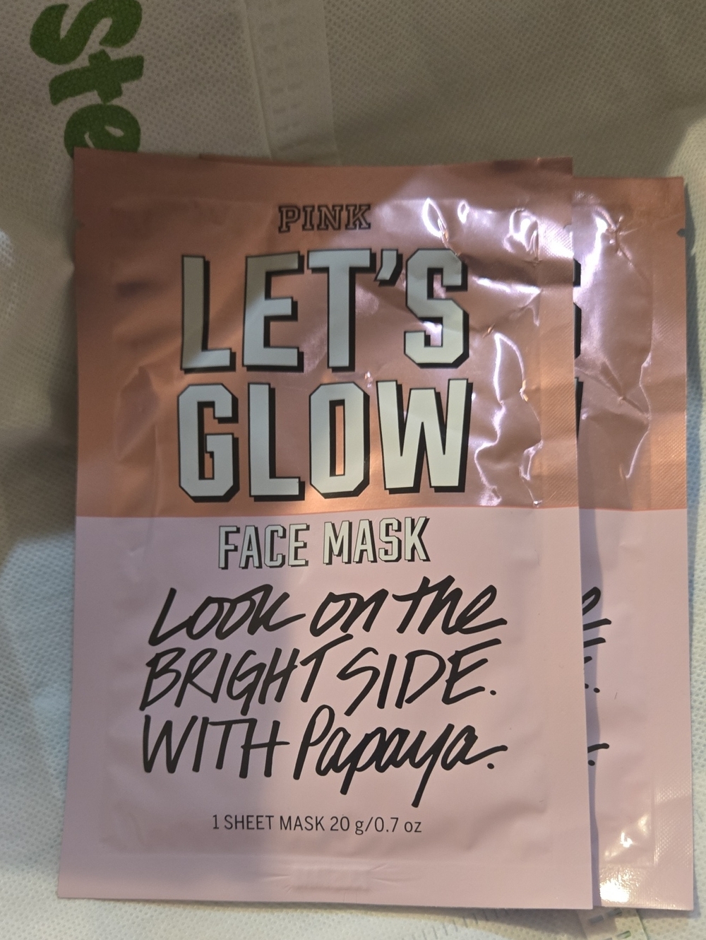 PINK Victoria's Secret Let's Glow Papaya Face Mask — Rose Gold & Light Pink